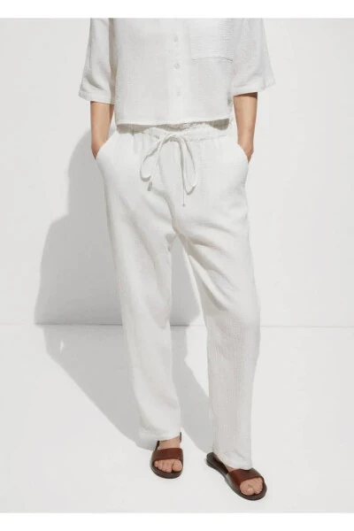 Elastic Waist Cotton Pants - MANGO