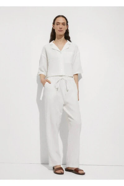 Elastic Waist Cotton Pants - MANGO (1)