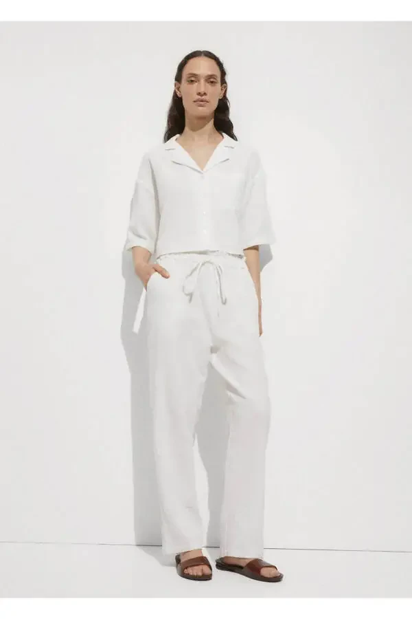 Elastic Waist Cotton Pants - 2