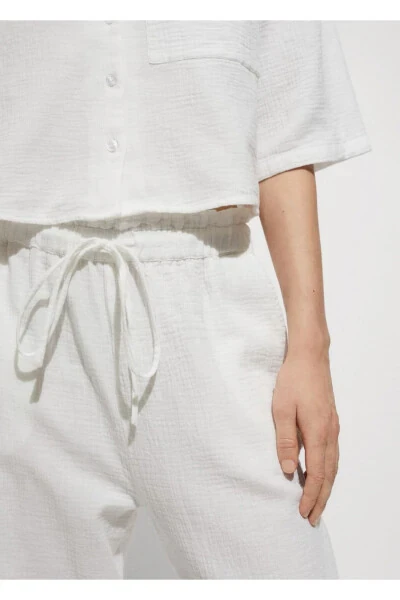 Elastic Waist Cotton Pants - 7