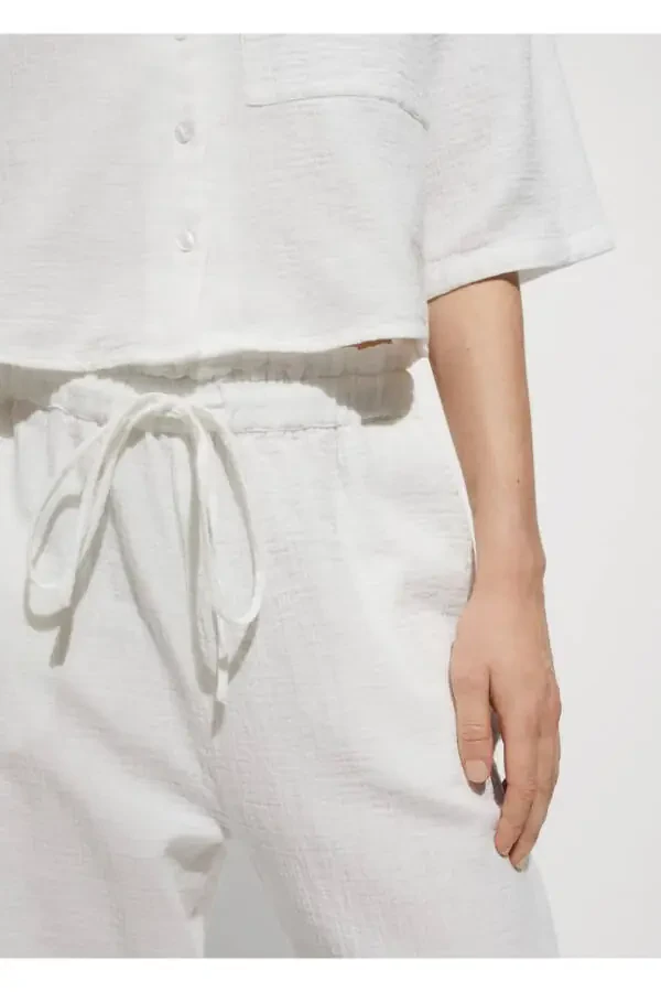 Elastic Waist Cotton Pants - 7