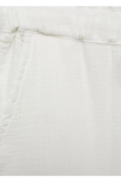 Elastic Waist Cotton Pants - 8