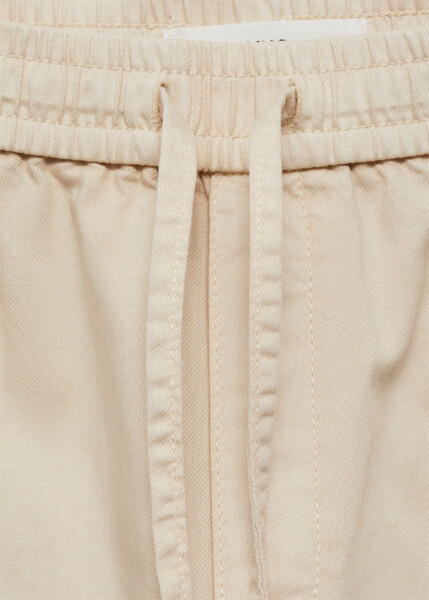 Elastic waist, cotton pants - Off White - 5