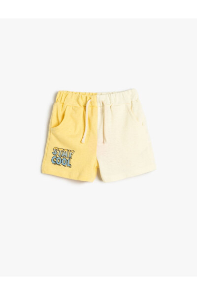 Elastic Waist Drawstring Shorts with Contrast Color Pockets and Cotton Print Detail - 7