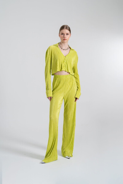 Elastic Waist Flexible Comfy Pants Green - HOLLY LOLLY