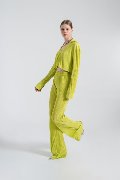 Elastic Waist Flexible Comfy Pants Green - 3