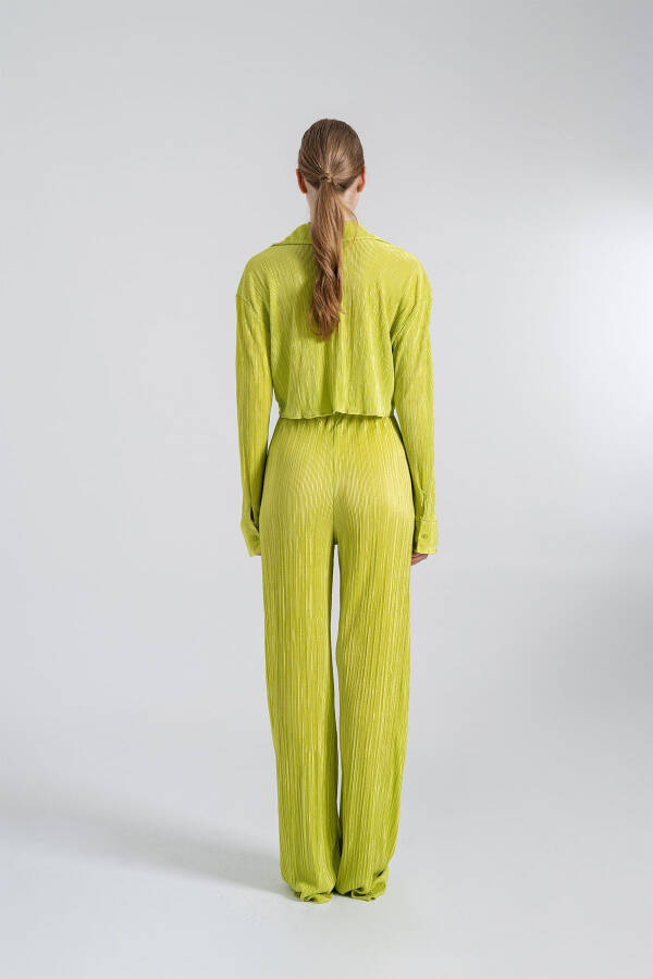 Elastic Waist Flexible Comfy Pants Green - 4