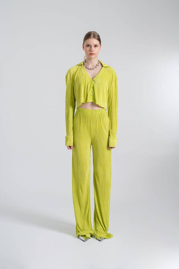 Elastic Waist Flexible Comfy Pants Green - 13
