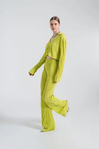 Elastic Waist Flexible Comfy Pants Green - 4
