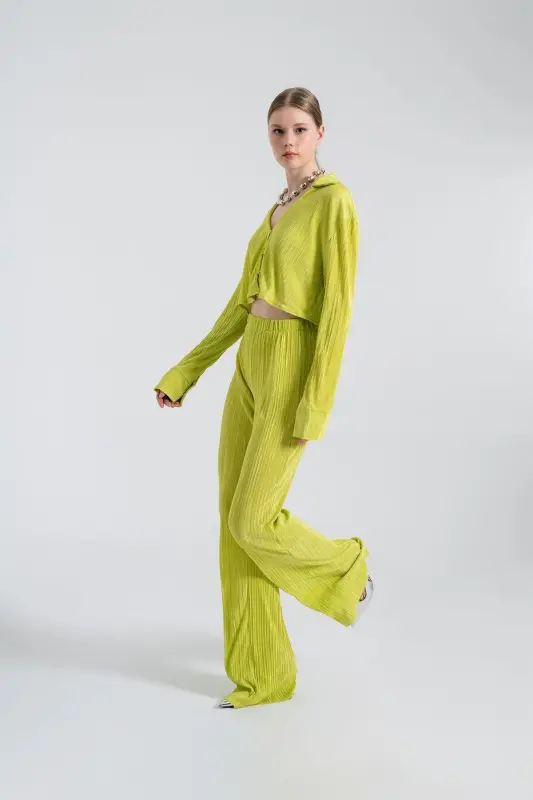 Elastic Waist Flexible Comfy Pants Green - 4