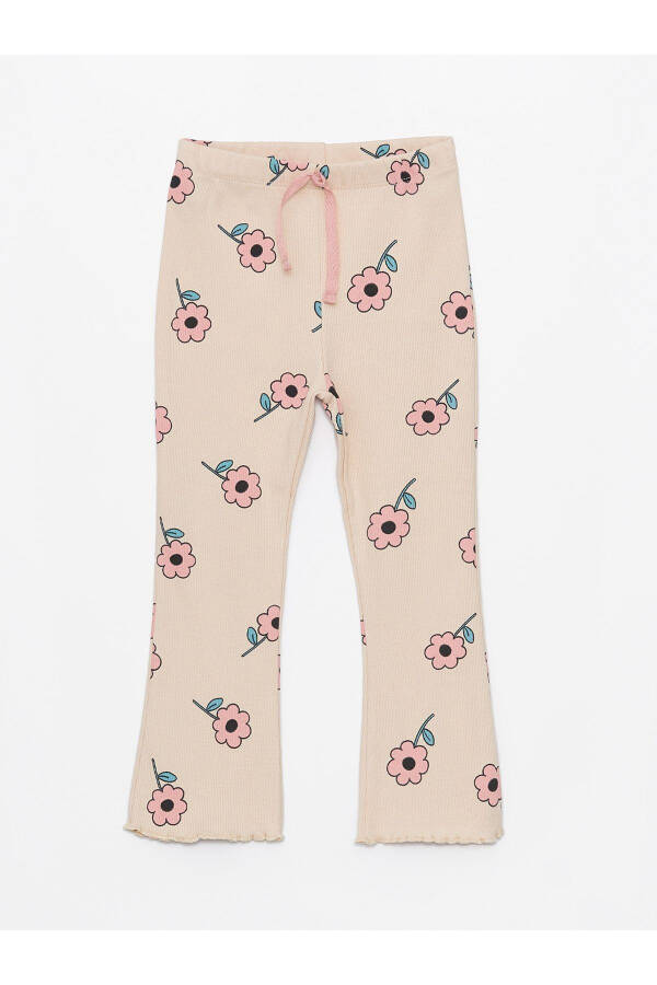Elastic Waist Floral Baby Girl Leggings - 1