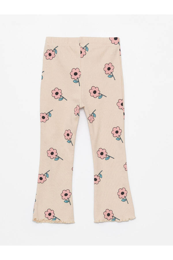 Elastic Waist Floral Baby Girl Leggings - 2