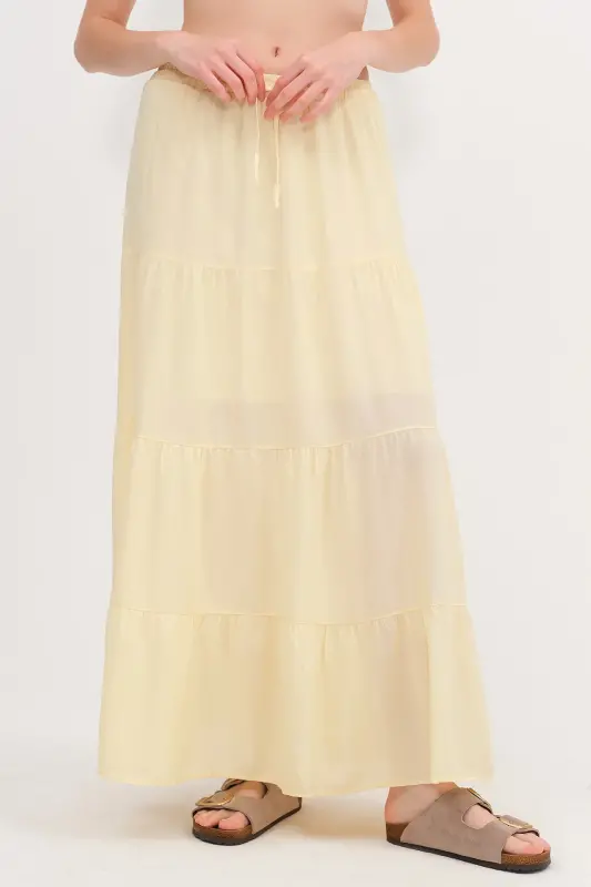 Elastic Waist Long Skirt E16250-E10-A.Yellow - 5