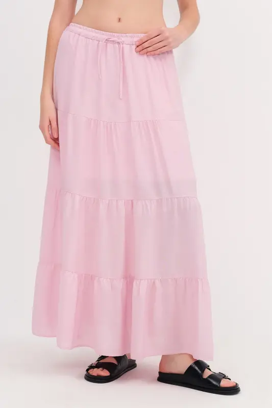 Elastic Waist Long Skirt E16250-E10-Lotus - 2