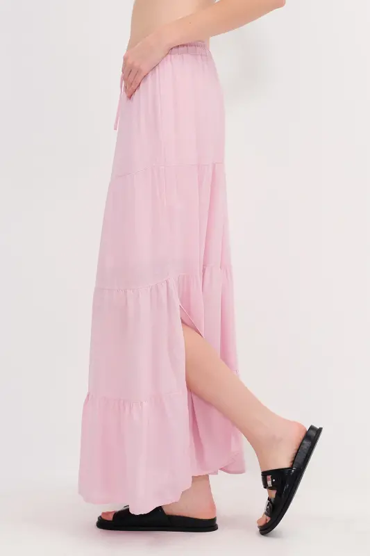 Elastic Waist Long Skirt E16250-E10-Lotus - 4
