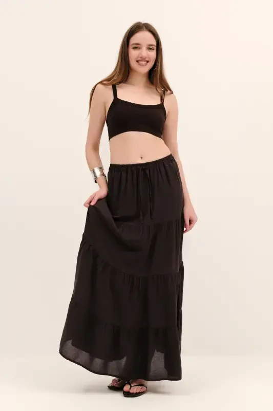 Elastic Waist Long Skirt E16250-J7-Z.Coffee - ADDAX