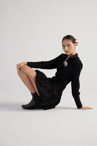 Elastic Waist Mini Balloon Lexi Skirt Black - 1