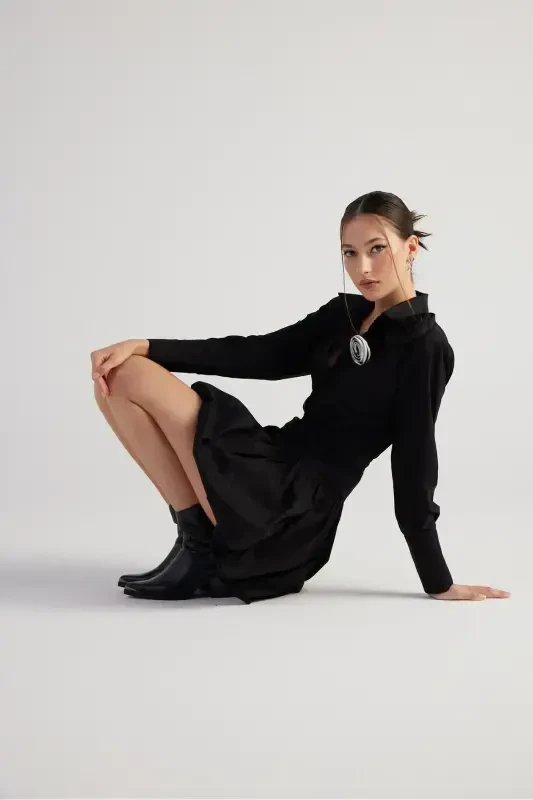 Elastic Waist Mini Balloon Lexi Skirt Black - 1