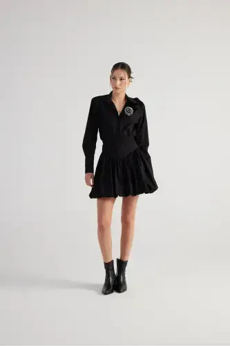 Elastic Waist Mini Balloon Lexi Skirt Black - 2