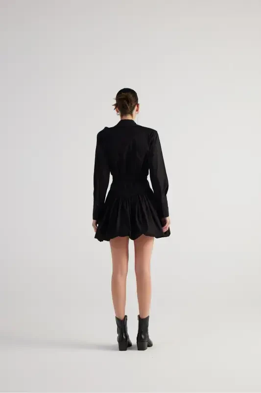 Elastic Waist Mini Balloon Lexi Skirt Black - 3