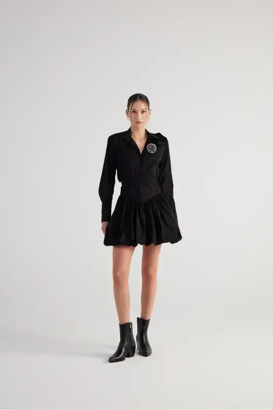 Elastic Waist Mini Balloon Lexi Skirt Black - 5