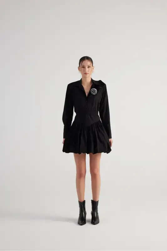 Elastic Waist Mini Balloon Lexi Skirt Black - 6