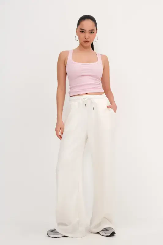 Elastic Waist Modal Tracksuit EŞF11053-K5-Ecru - 1