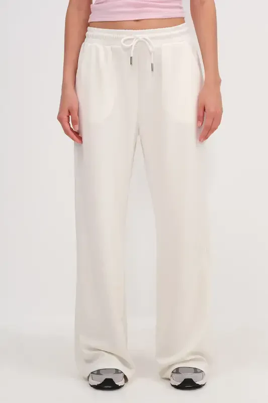 Elastic Waist Modal Tracksuit EŞF11053-K5-Ecru - 2