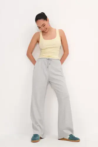 Elastic Waist Modal Tracksuit EŞF11053-M8-Grey Melange - 5