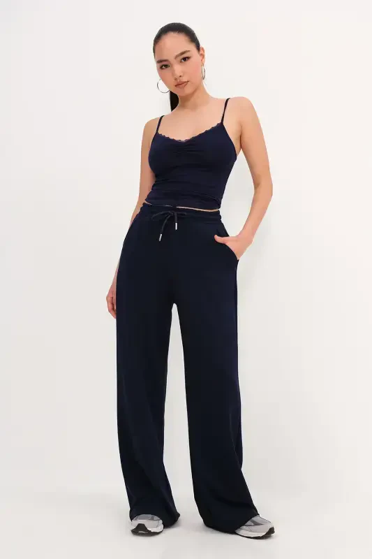 Elastic Waist Modal Tracksuit Esf11053-m8-Navy - ADDAX