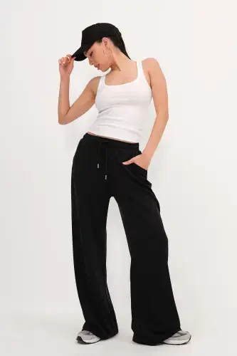 Elastic Waist Modal Tracksuit Esp11053-m8-Black - 1