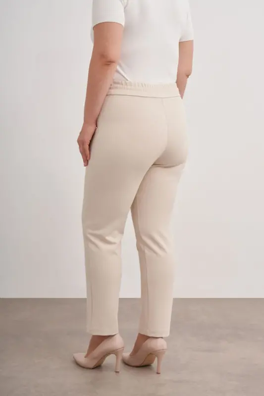 Elastic Waist Pants With Thick Belt - 5
