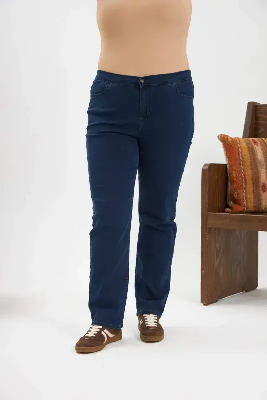 Elastic Waist Plus Size Jeans Blue - 3