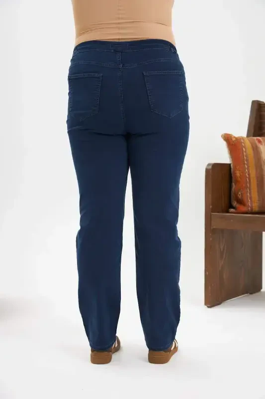 Elastic Waist Plus Size Jeans Blue - 5