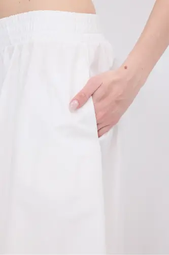 Elastic Waist Pocketed Long Skirt E13751-L3-White - 3