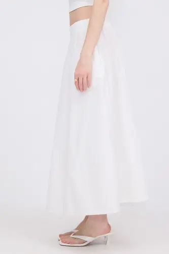 Elastic Waist Pocketed Long Skirt E13751-L3-White - 4