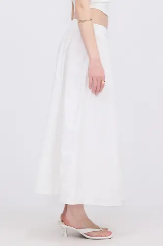 Elastic Waist Pocketed Long Skirt E13751-L3-White - 6
