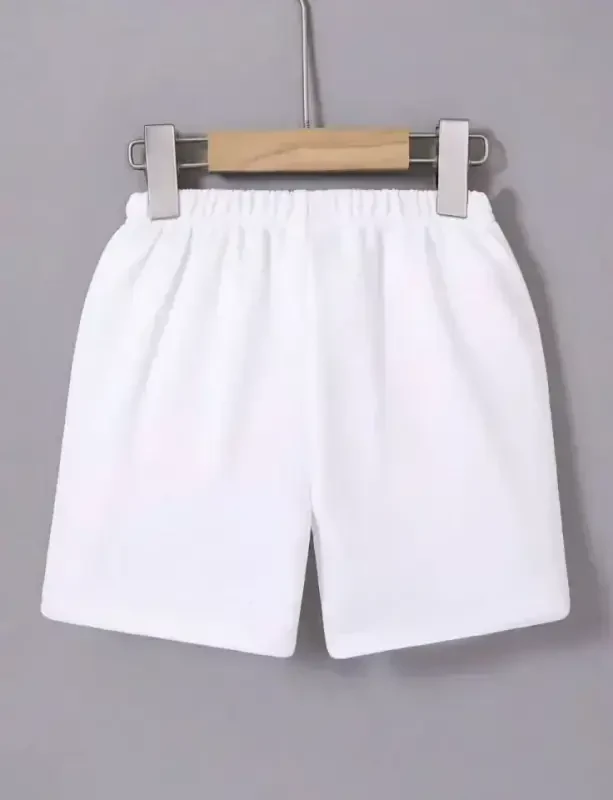 Elastic Waist Printed Mini Shorts - White - 2