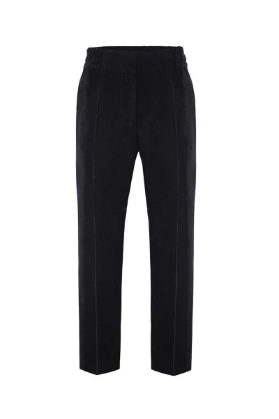 Elastic Waist Relaxed Fit Pants-Black - AKER