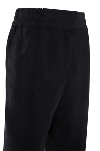 Elastic Waist Relaxed Fit Pants-Black - AKER (1)