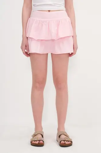 Elastic Waist Ruffled Mini Skirt E1555-K3-Lotus - 6