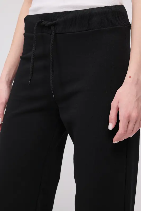 Elastic Waist Wide Leg Sweatpants EŞF10308-P10-Black - 3