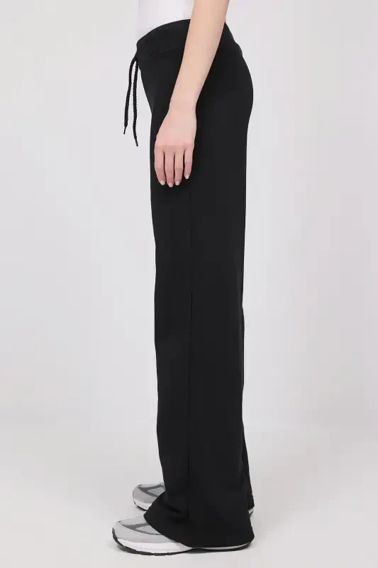 Elastic Waist Wide Leg Sweatpants EŞF10308-P10-Black - 4
