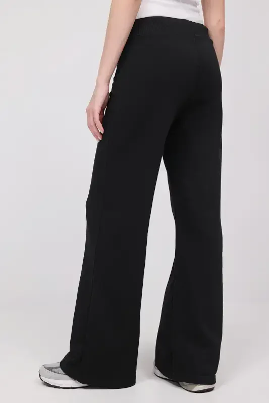 Elastic Waist Wide Leg Sweatpants EŞF10308-P10-Black - 5