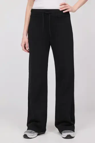 Elastic Waist Wide Leg Sweatpants EŞF10308-P10-Black - 6
