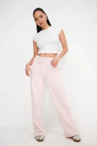 Elastic Waist Wide Leg Sweatpants EŞF10308-P10-Lotus - 2