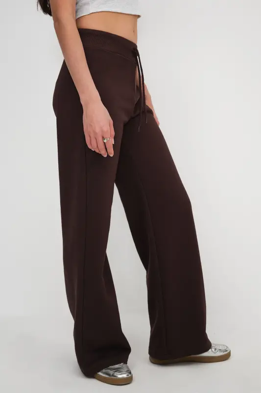 Elastic Waist Wide Leg Tracksuit EŞF10308-P10-Bitter Coffee - 5