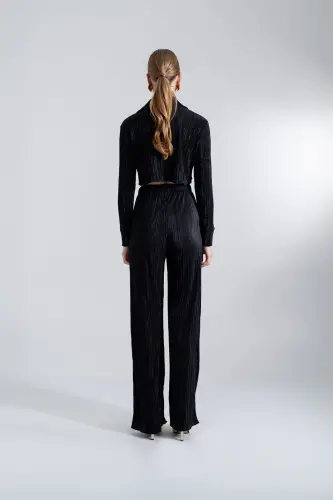 Elastic Waistband Flexible Comfy Pants Black - 1