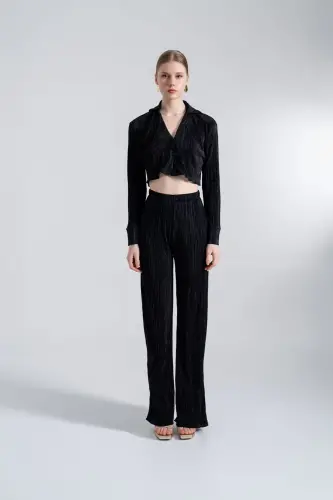 Elastic Waistband Flexible Comfy Pants Black - 3