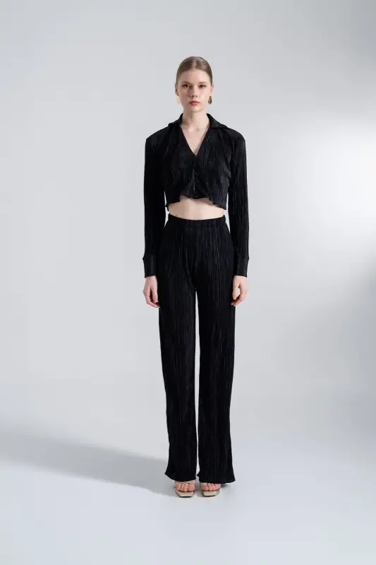 Elastic Waistband Flexible Comfy Pants Black - 3